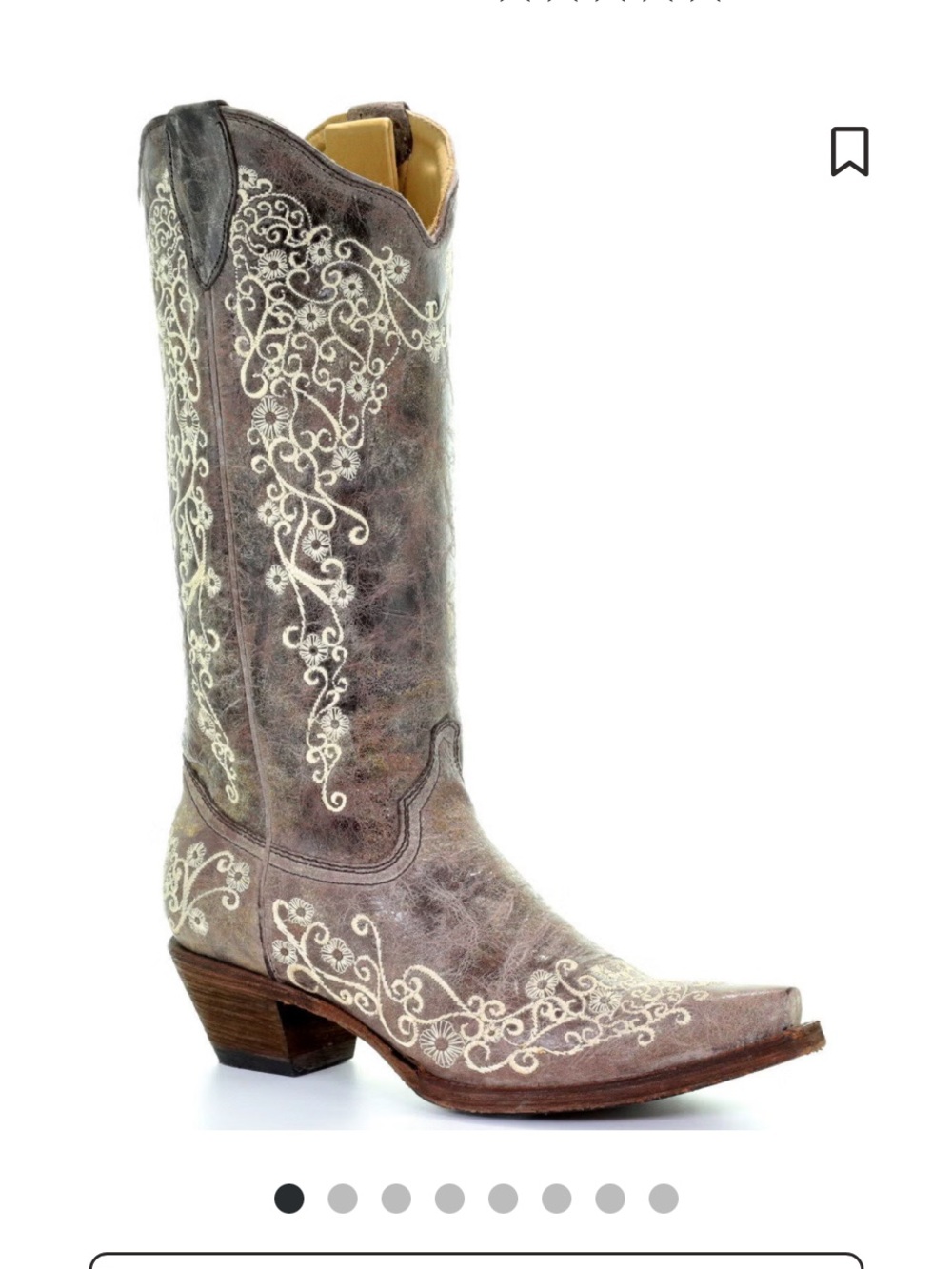 Corral Brown Embroidered Western Heeled Boots - Picture 1 of 13